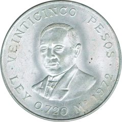 Moneda de plata 25 pesos Mexico 1972 Benito Juarez  - 1