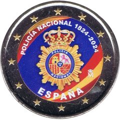 moneda conmemorativa 2 euros España 2024 Policia. Color A  - 1
