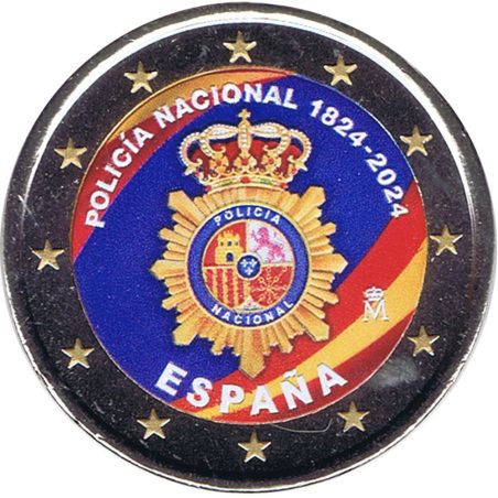 moneda conmemorativa 2 euros España 2024 Policia. Color A  - 1