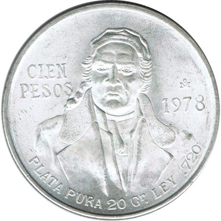 Moneda de plata 100 pesos Mexico 1978. Morales  - 1