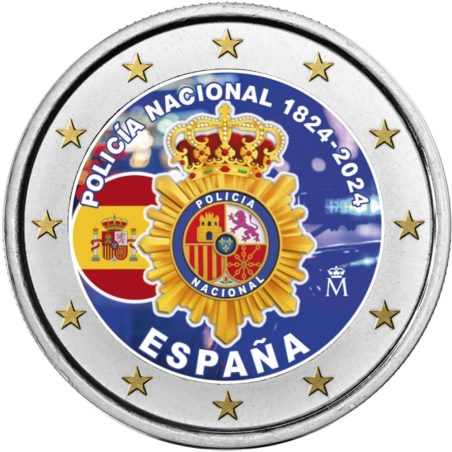 moneda conmemorativa 2 euros España 2024 Policia. Color C  - 1