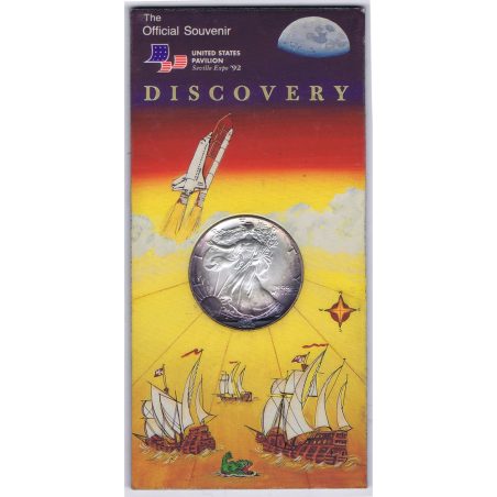 Moneda onza de plata 1$ Estados Unidos Liberty 1992.  - 1