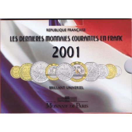 Estuche monedas Francia 2001. Última serie de francos.  - 1