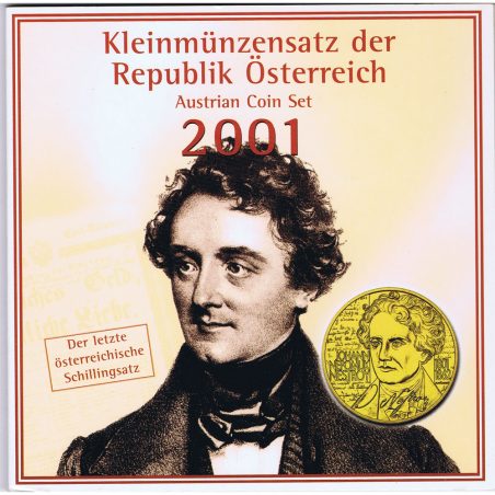 Estuche monedas Austria 2001. Última serie Schilling y Groschen.  - 1