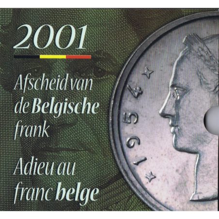 Estuche monedas Bélgica 2001. Última serie Francos Belgas.  - 1