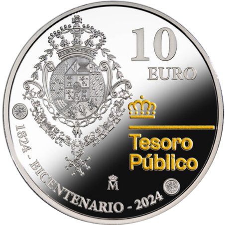 Moneda 2024 Bicentenario Tesoro Público. 10 euros. Plata  - 1
