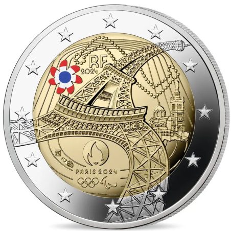 moneda conmemorativa 2 euros Francia 2024 JJOO Paris. Color Proof.