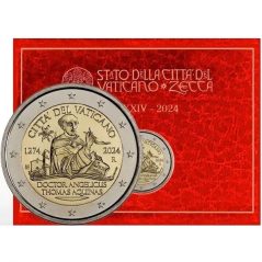 moneda conmemorativa 2 euros Vaticano 2024 Santo Tomás de Aquino.  - 1