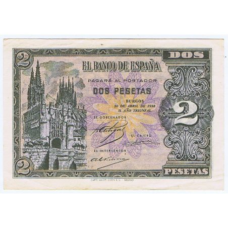 (1938/04/30) Burgos. 2 Pesetas. SC-. Serie G2062685  - 1