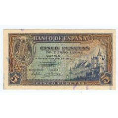 (1940/09/04) Madrid. 5 Pesetas. EBC.  - 1