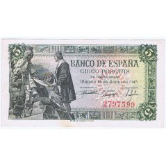 (1945/06/15) Madrid. 5 Pesetas. EBC. Sin Serie 2797599  - 1