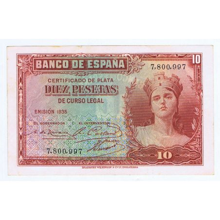 (1935) Banco de España. 10 Pesetas. EBC. Sin Serie 7800997  - 1