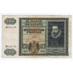 (1940/01/09) Madrid. 500 Pesetas. BC. Serie A0699153  - 1