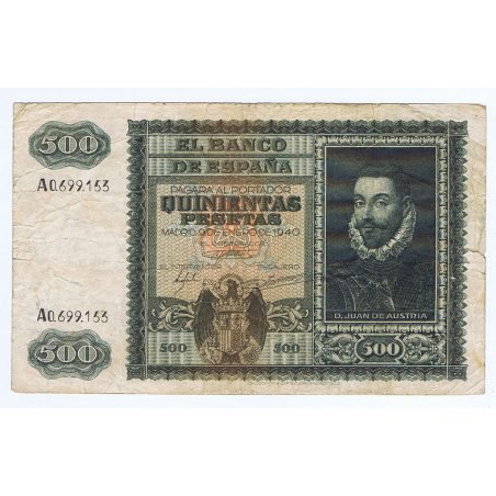 (1940/01/09) Madrid. 500 Pesetas. BC. Serie A0699153