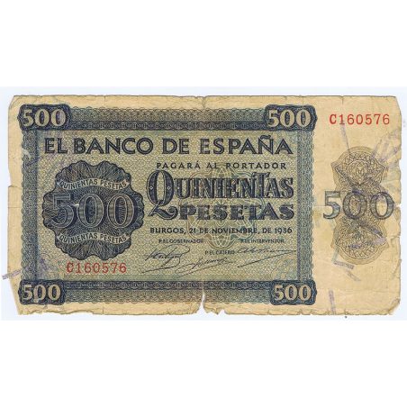 (1936/11/21) Burgos. 500 Pesetas. BC. Serie C160576