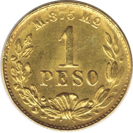 Moneda de oro 1 Peso México 1902