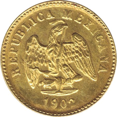 Moneda de oro 1 Peso México 1902