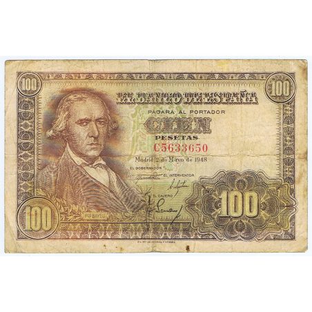 (1948/05/02) Madrid. 100 Pesetas. BC+. Serie C5633650