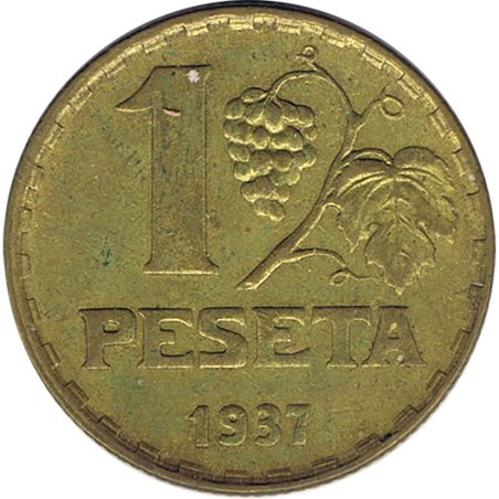 Moneda 1 peseta 1937 República Española. MBC