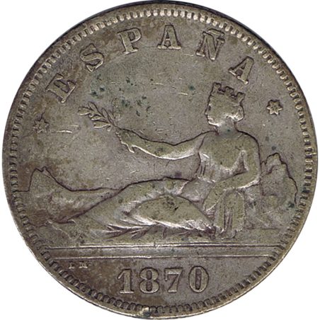 2 Pesetas Plata 1870 *73 Gobierno Provisional.