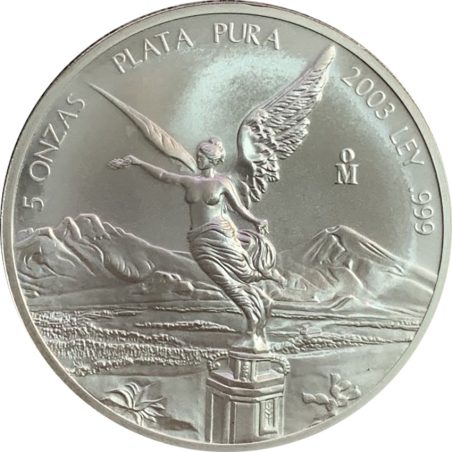 Moneda 5 onzas de plata México 2003.  - 2