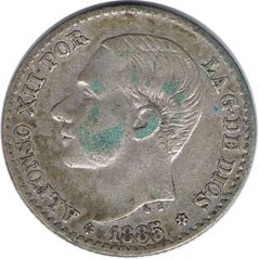 50 céntimos Plata 1885 *86 Alfonso XII PG M.  - 1