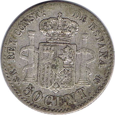 50 céntimos Plata 1885 *86 Alfonso XII MS M.