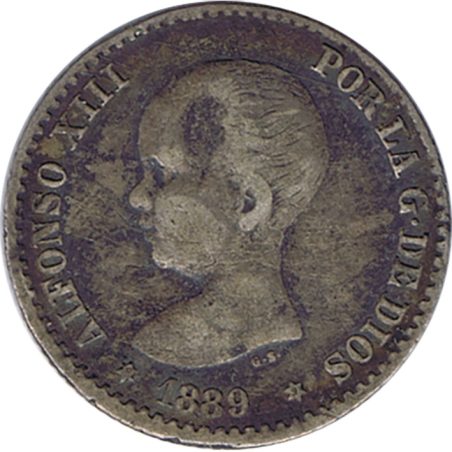 50 céntimos Plata 1889 *89 Alfonso XIII MP M.  - 1