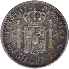 50 céntimos Plata 1889 *89 Alfonso XIII MP M.