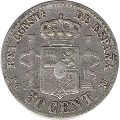 50 céntimos Plata 1892  Alfonso XIII PG M.