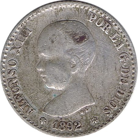 50 céntimos Plata 1892*92 Alfonso XIII PG M.  - 1