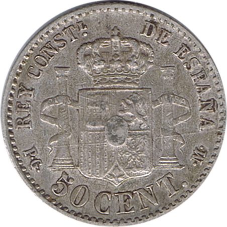 50 céntimos Plata 1892*92 Alfonso XIII PG M.