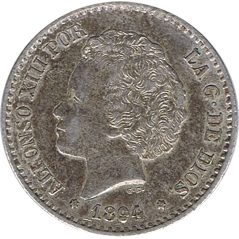 50 céntimos Plata 1894 *94 Alfonso XIII PG V.  - 1