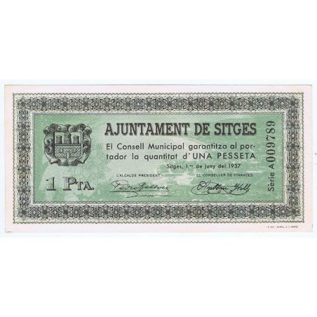 (1937/06/01) 1 Pesseta Ajuntament de Sitges. SC  - 1