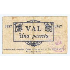 (1937) Val 1 Pesseta Ajuntament de Vallflorida.