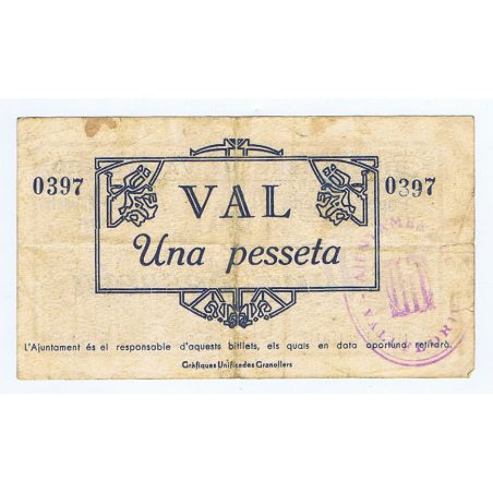 (1937) Val 1 Pesseta Ajuntament de Vallflorida.