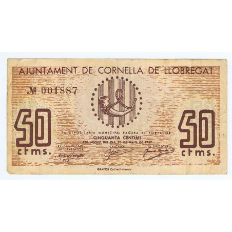 (1937/05/20) 50 cèntims Ajuntament de Cornellà de Llobregat.  - 1