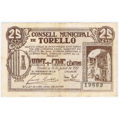 (1937/07/15) 25 Céntims Consell Municipal Torelló.  - 1