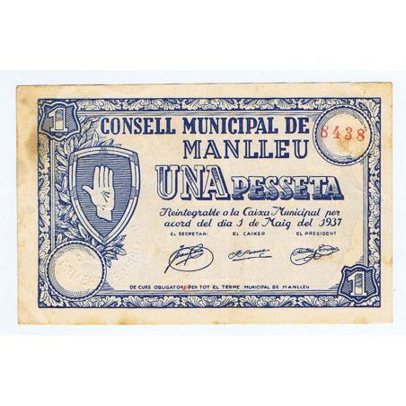 (1937/05/01) 1 Pesseta Consell Municipal Manlleu  - 1