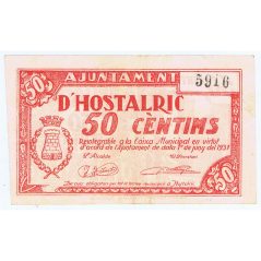 (1937) 50 cèntims Ajuntament d'Hostalric.  - 1