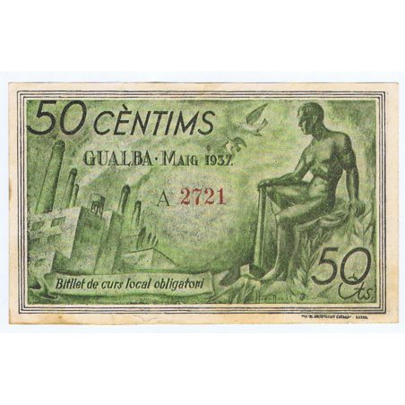 (1937) 50 cèntims Ajuntament de Gualba. Serie 2721