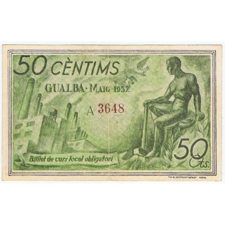 (1937) 50 cèntims Ajuntament de Gualba. Serie 3648