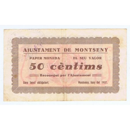 (1937) 50 cèntims Ajuntament de Montseny.  - 1