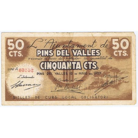 (1937/05/12) 50 cèntims Ajuntament de Pins del Valles.  - 1