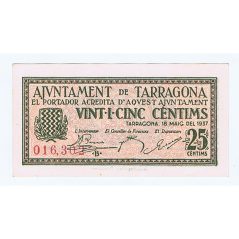 (1937/05/18) 25 cèntims Ajuntament de Tarragona. SC  - 1