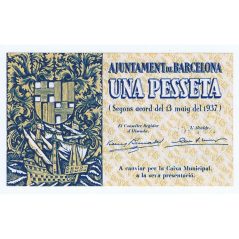 (1937/05/13) 1 Pesseta Ajuntament de Barcelona. Serie B  - 1