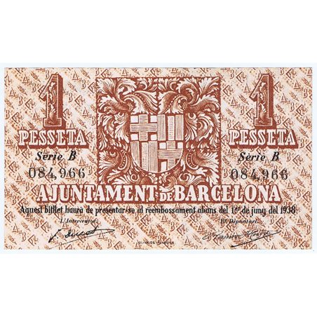 (1937/05/13) 1 Pesseta Ajuntament de Barcelona. Serie B