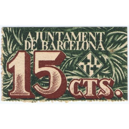 (1937) 15 cèntims Ajuntament de Barcelona.  - 1