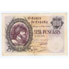 (1940/10/21) Madrid. 1000 Pesetas. MBC+. Serie 0515231.  - 1