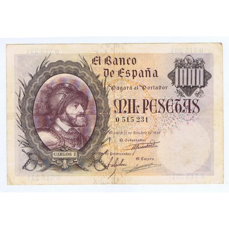 (1940/10/21) Madrid. 1000 Pesetas. MBC+. Serie 0515231.  - 1